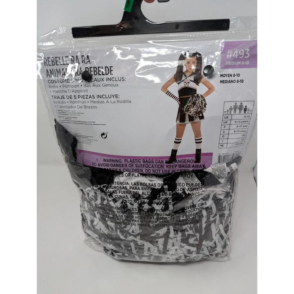 Ra Ra Rebel Skull Cheerleader Costume Girls Sz M 8-10 Goth Punk Grunge Dress
